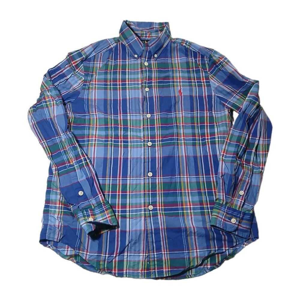 Ralph Lauren boys Multicolor Button-Down Long Sleeve Shirt Size L 14-16